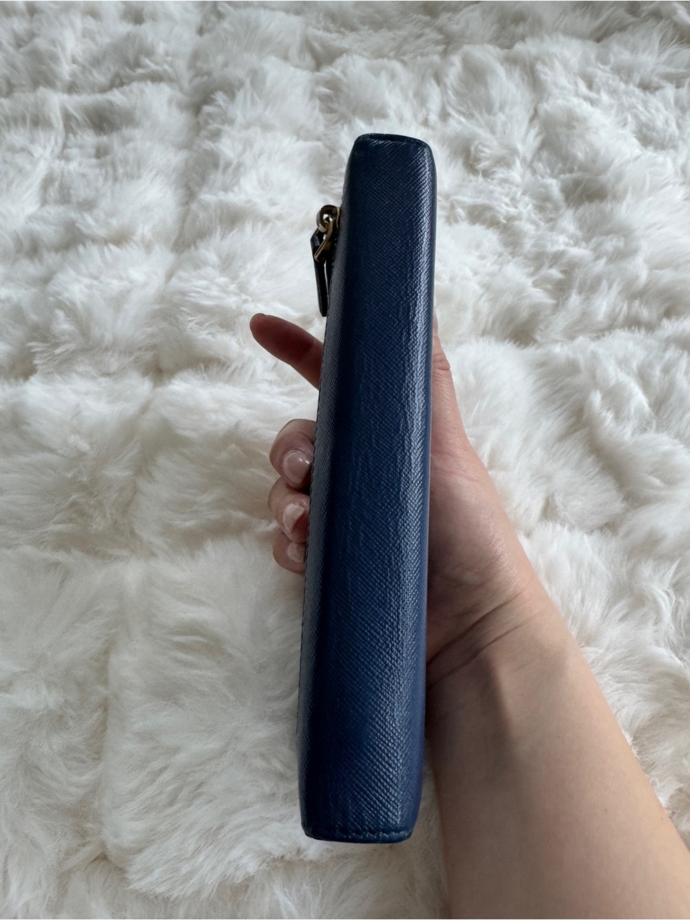 Authentic Prada Blue Saffiano Leather Wallet w/ Box & Ribbons - Picture 6 of 11